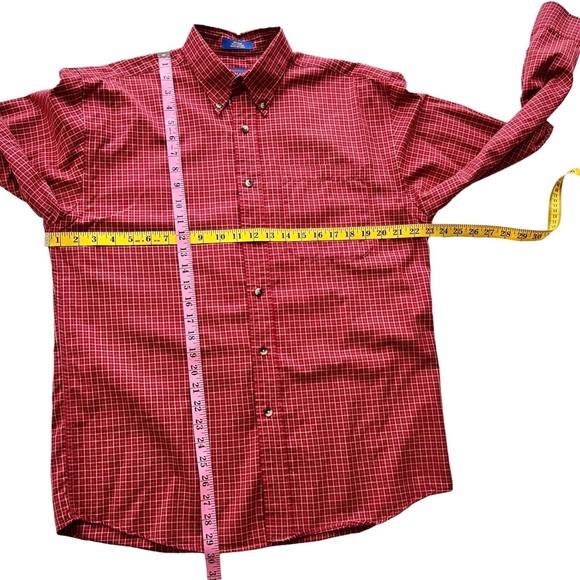 Pendleton Mens Cotton Button Shirt Down Shirt Red Mini Check Long Sleeve Size M - Picture 8 of 10